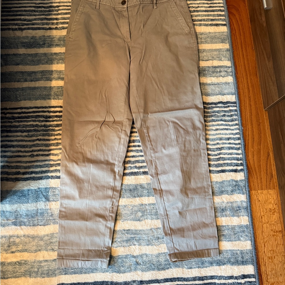 Talbots Taupe Straight-Leg Cotton Blend Pants